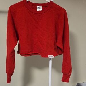 Chic Red Long Sleeve Crop Top